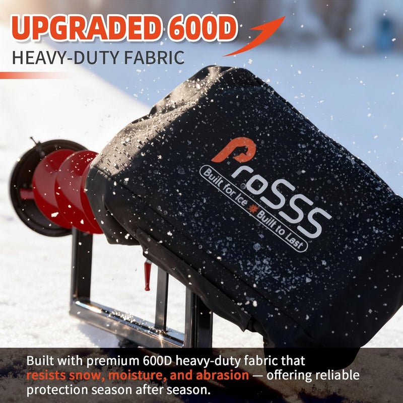 ProSSS Universal Ice Auger Powerhead Cover, 600D Heavy-Duty Waterproof Fabric, Fits ION, Eskimo, StrikeMaster & More, Ice Drill Head Protector with Side Storage Pocket - Image 3